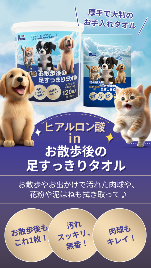 ピーワン P.one 第一衛材 ヒアルロン酸in お散歩後の足すっきりタオル