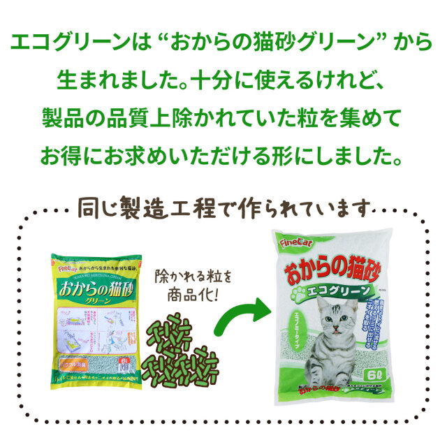 常陸化工 おからの猫砂エコグリーン 6L×4袋（送料無料/沖縄を除く