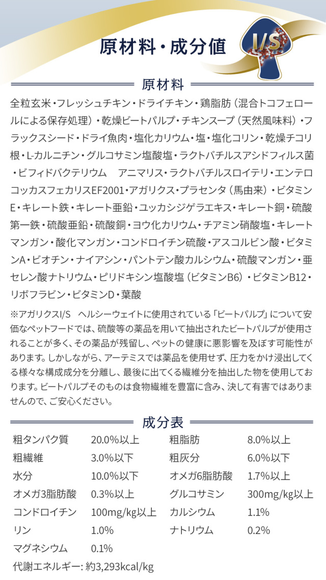 アーテミス アガリクス I/S ヘルシーウェイト は犬が本来持って