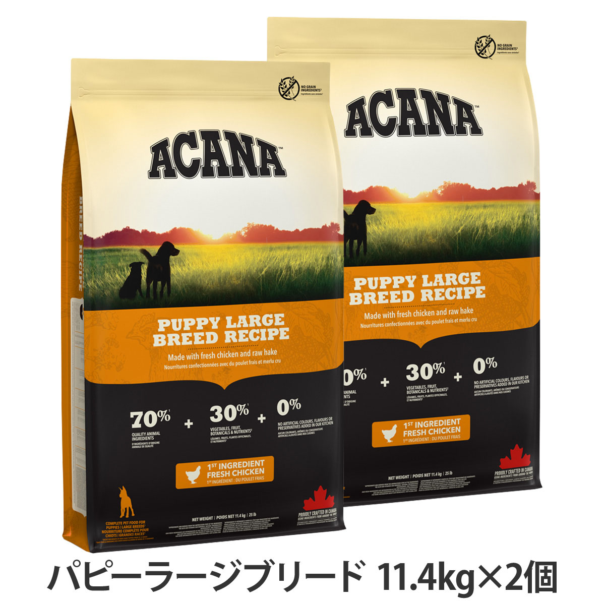 アカナ　パピーラージブリードレシピ　11.4kg×2個