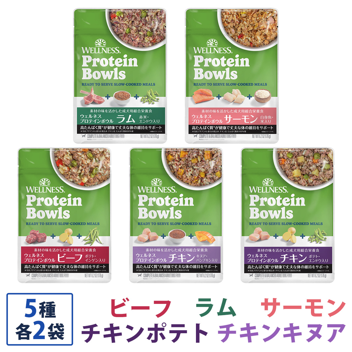 【先着順・数量限定 ウェルネス販売12周年記念タオル付き】ウェルネス プロテインボウル 各5種 10袋（各2袋）セット