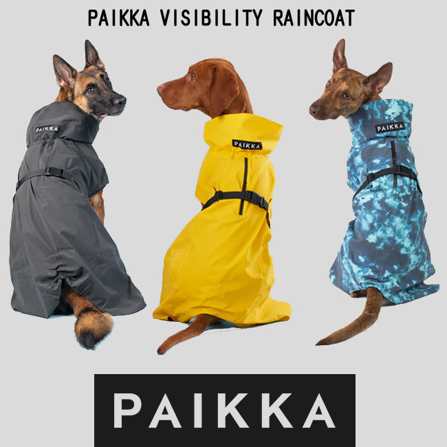 暗闇で光るレインコート PAIKKA ビジビリティレインコート　小型犬～大型犬用