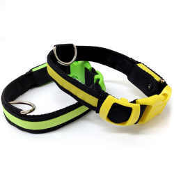 犬用充電器付きLED首輪【電池の交換必要なし】夜のお散歩も安心＞