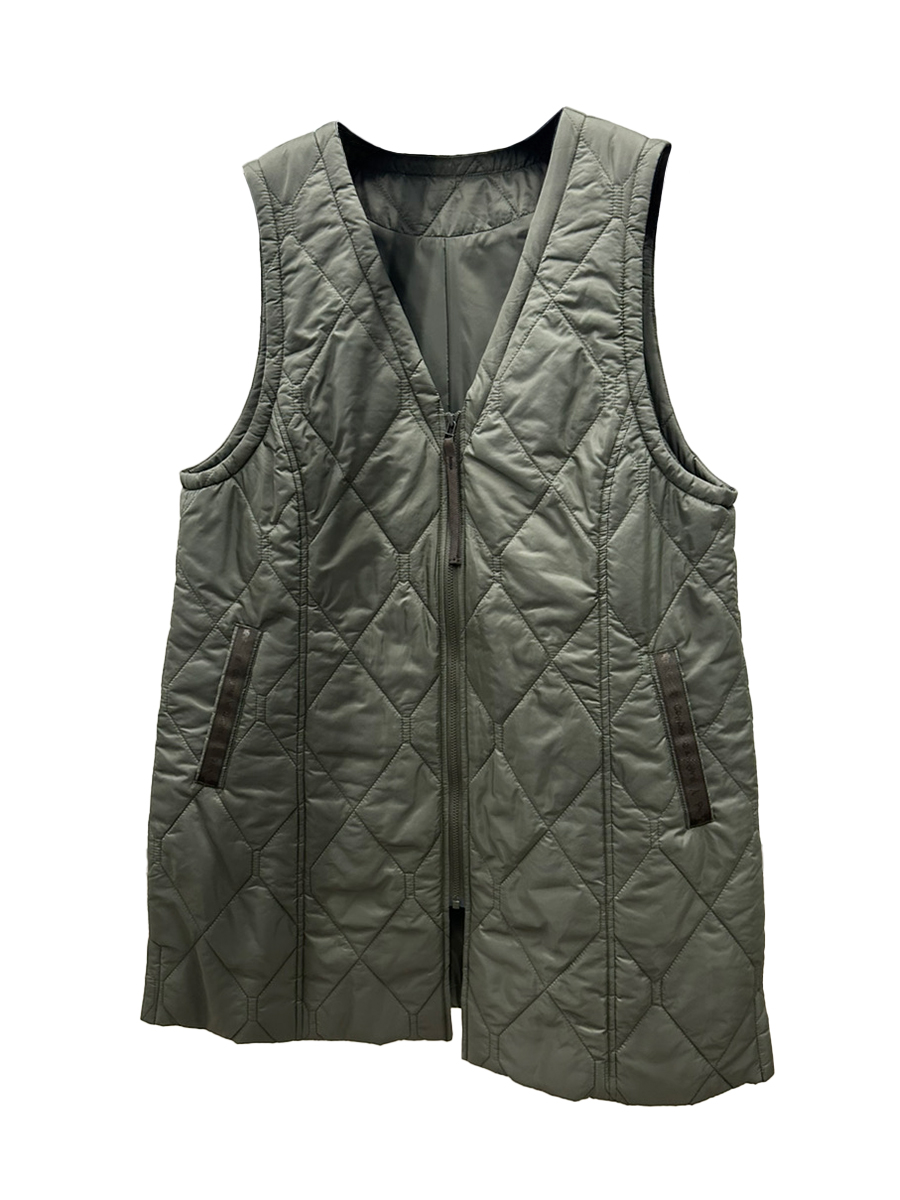 中綿キルトロングベスト