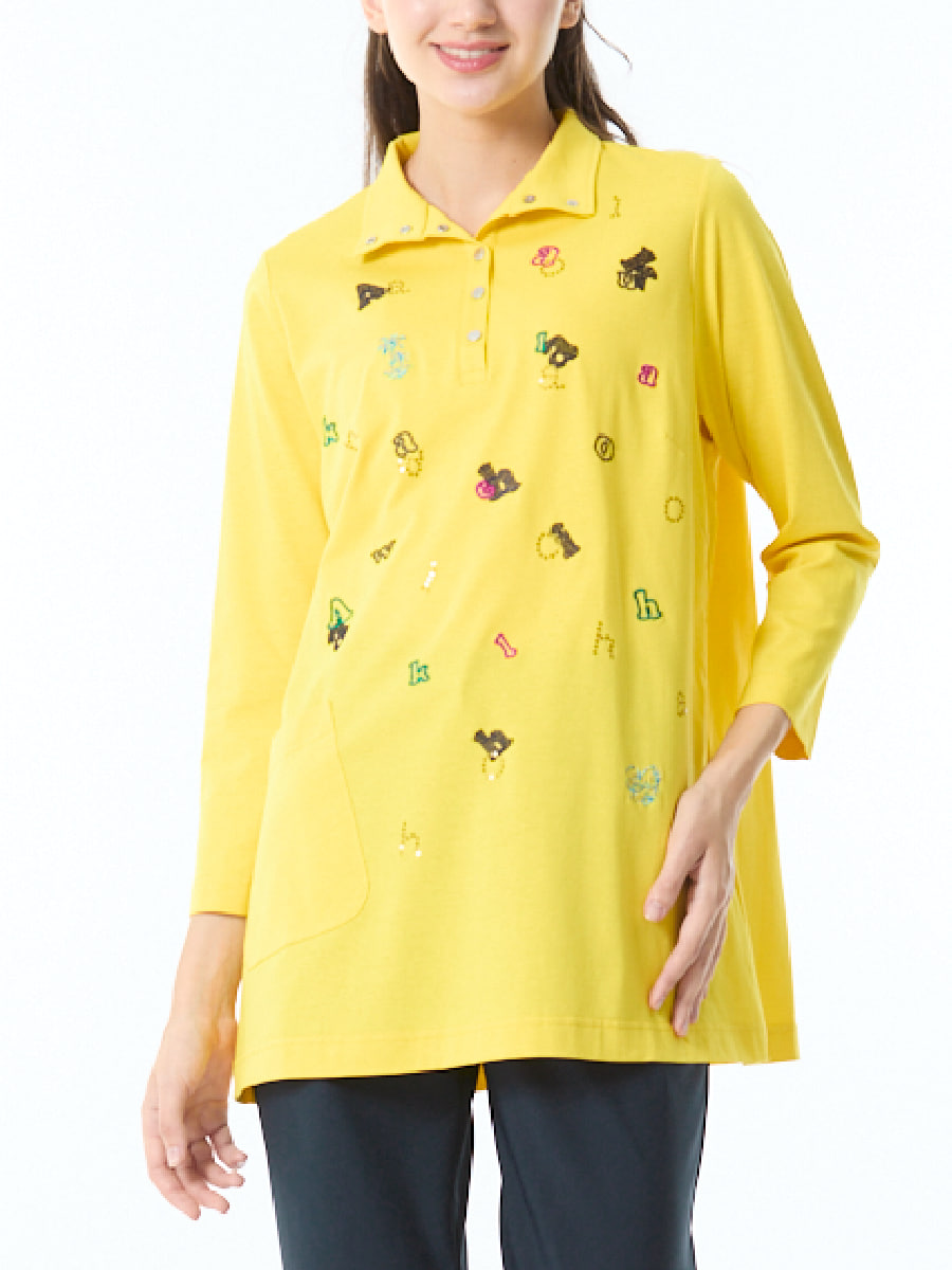 綿天竺　襟付きカットソー