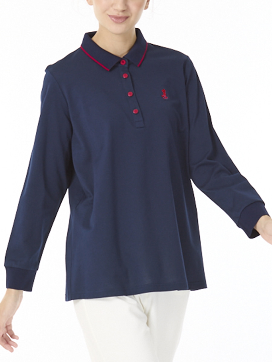 強撚綿かのこ　ポロ衿カットソー