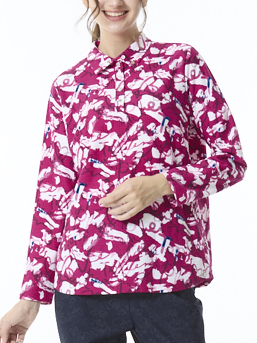 ペイント風ロゴ　襟付きカットソー