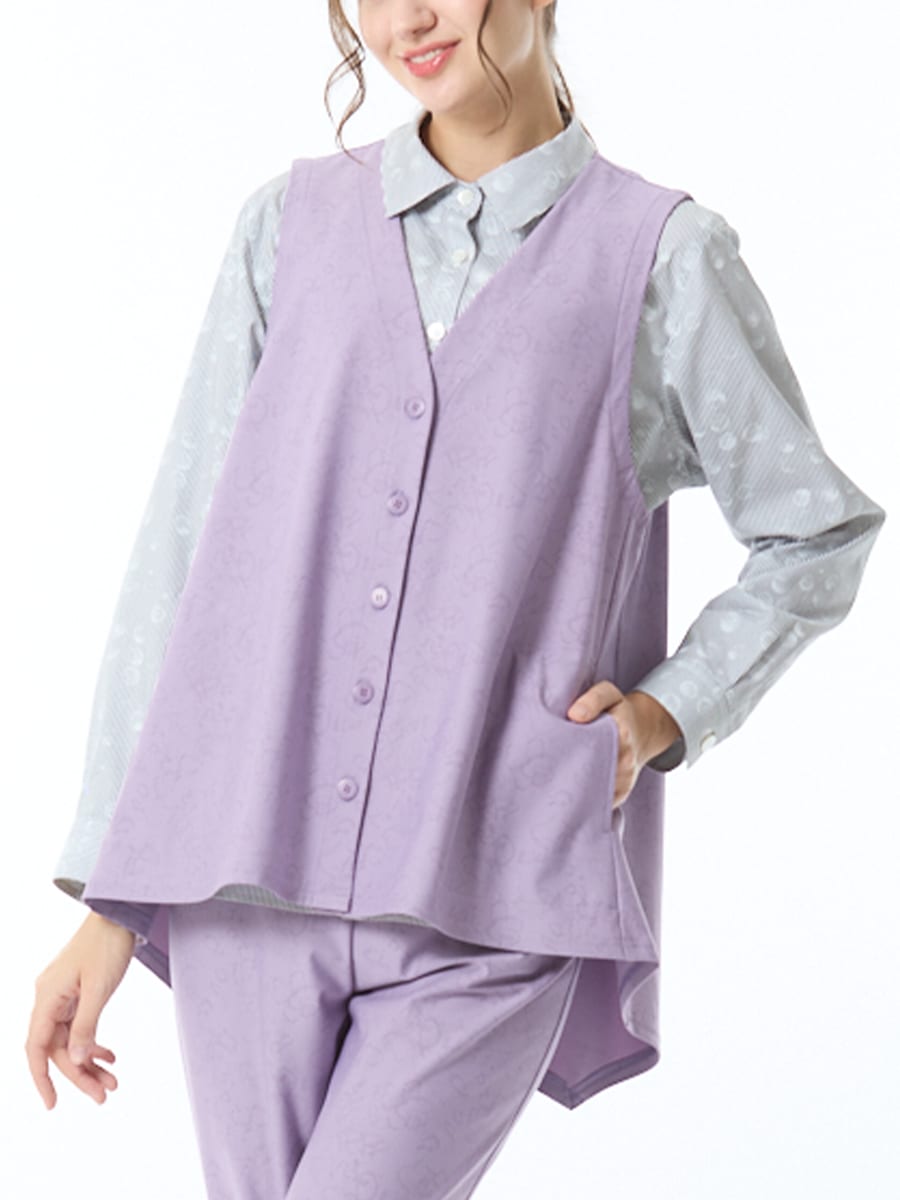 ストレッチ薄っすらプリント　ベスト