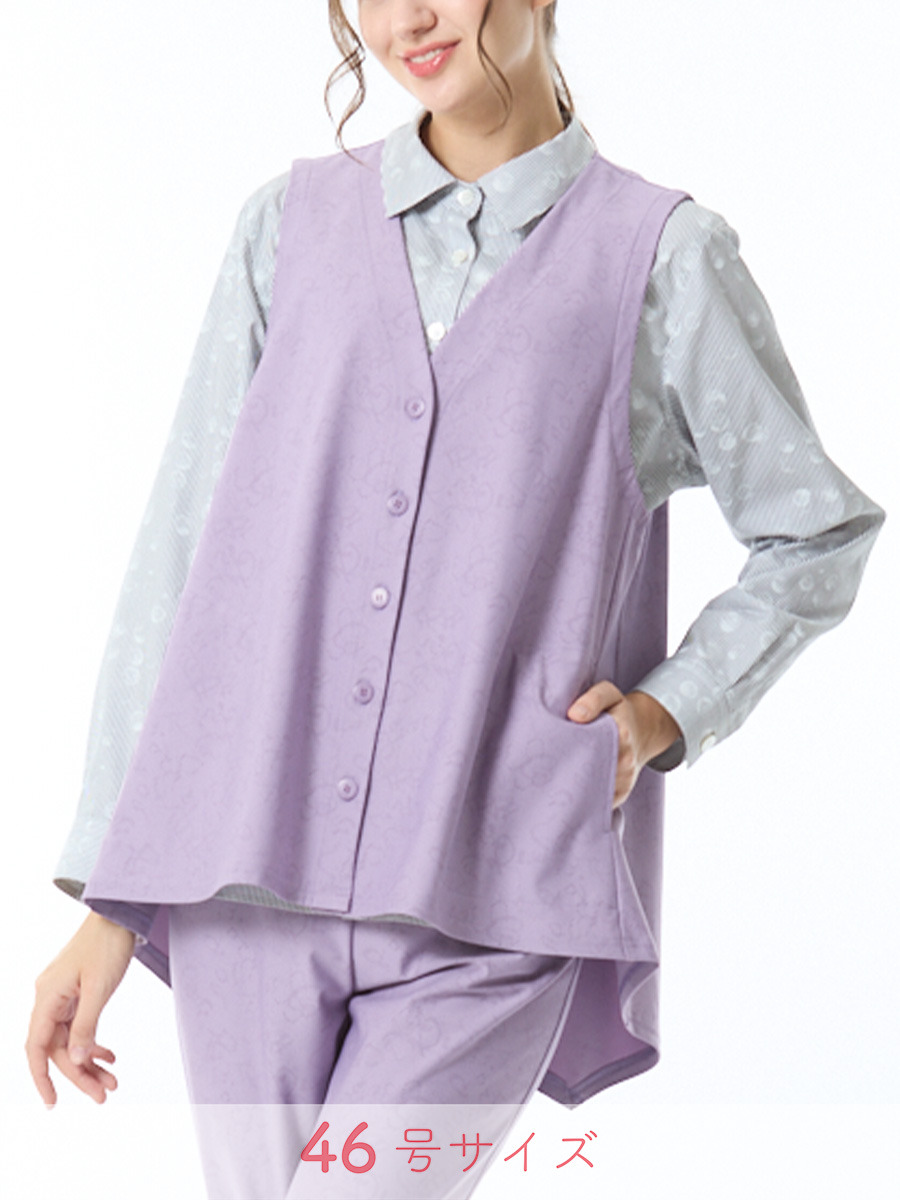 ストレッチ薄っすらプリント　ベスト