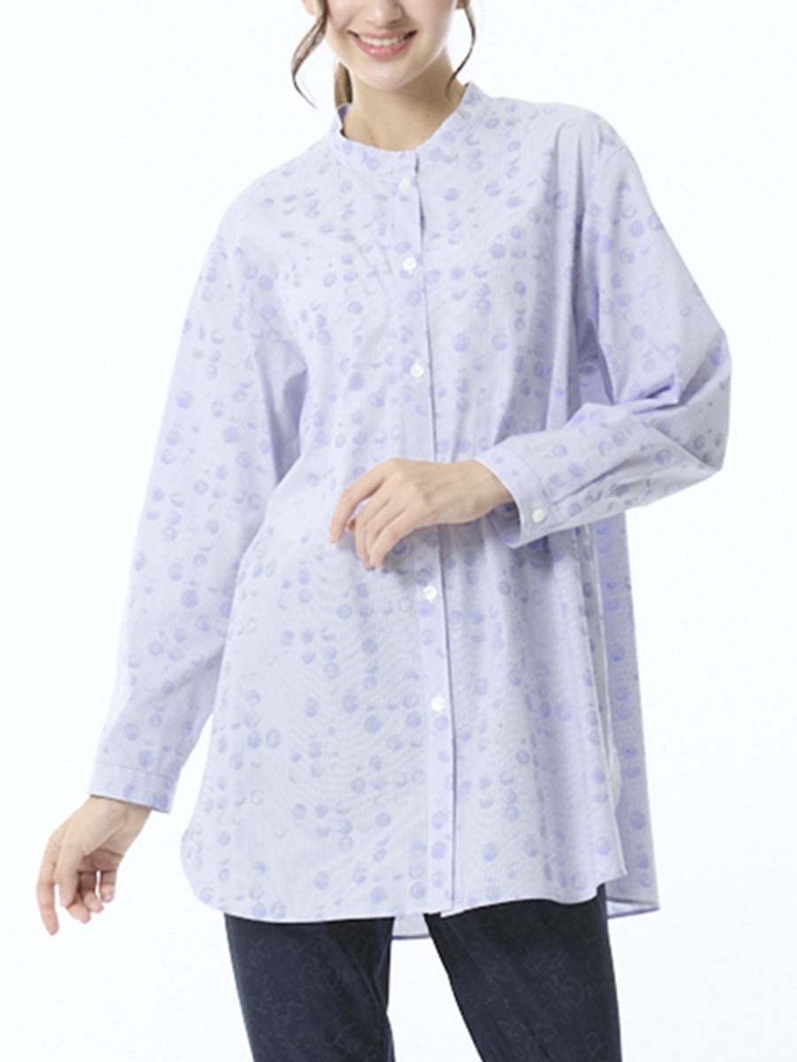 バブルストライプ　ロングブラウス