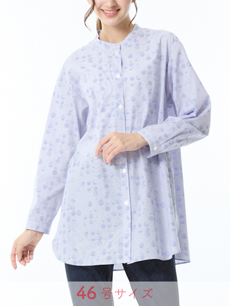 バブルストライプ　ロングブラウス