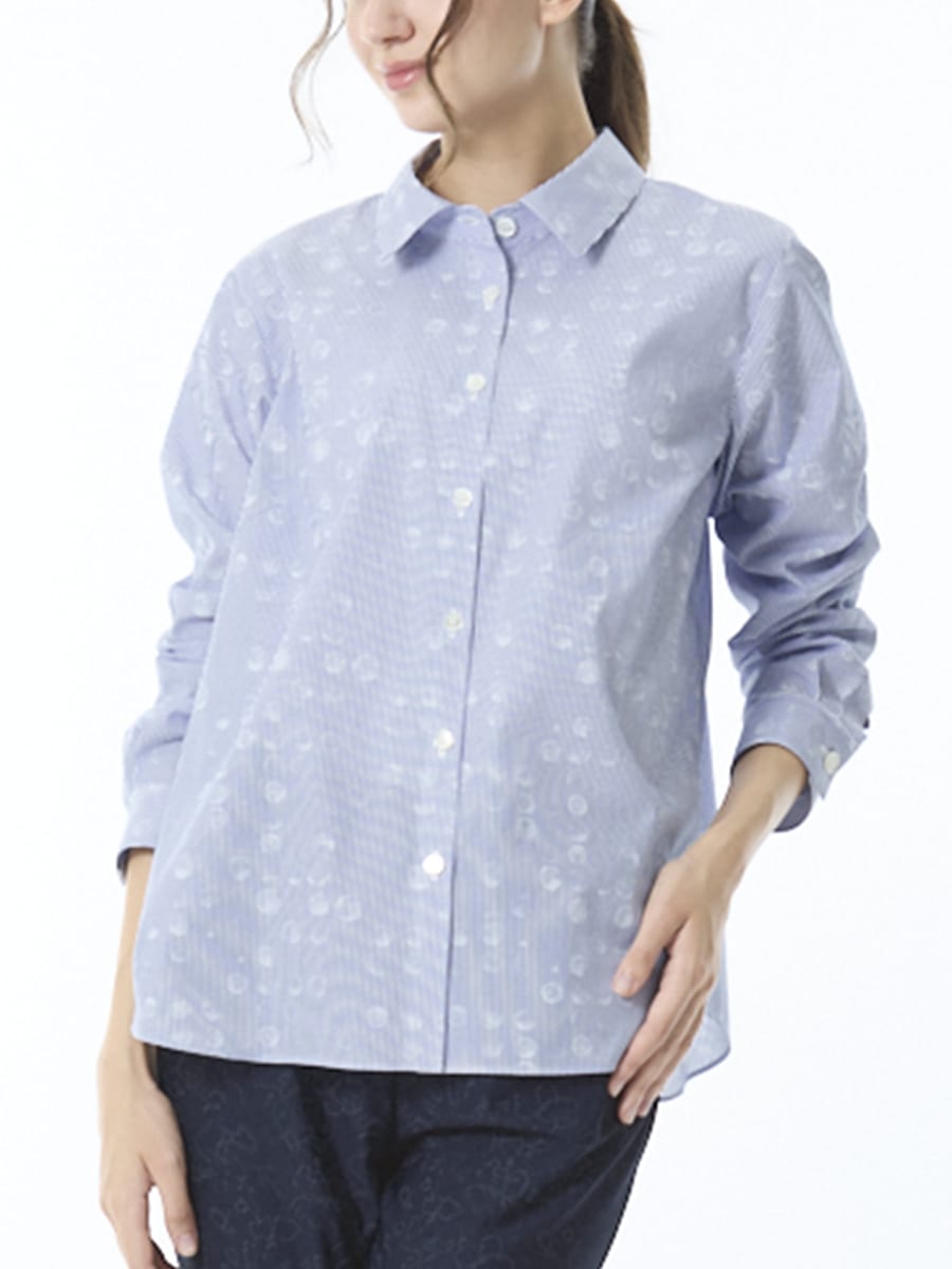 バブルストライプ　ブラウス