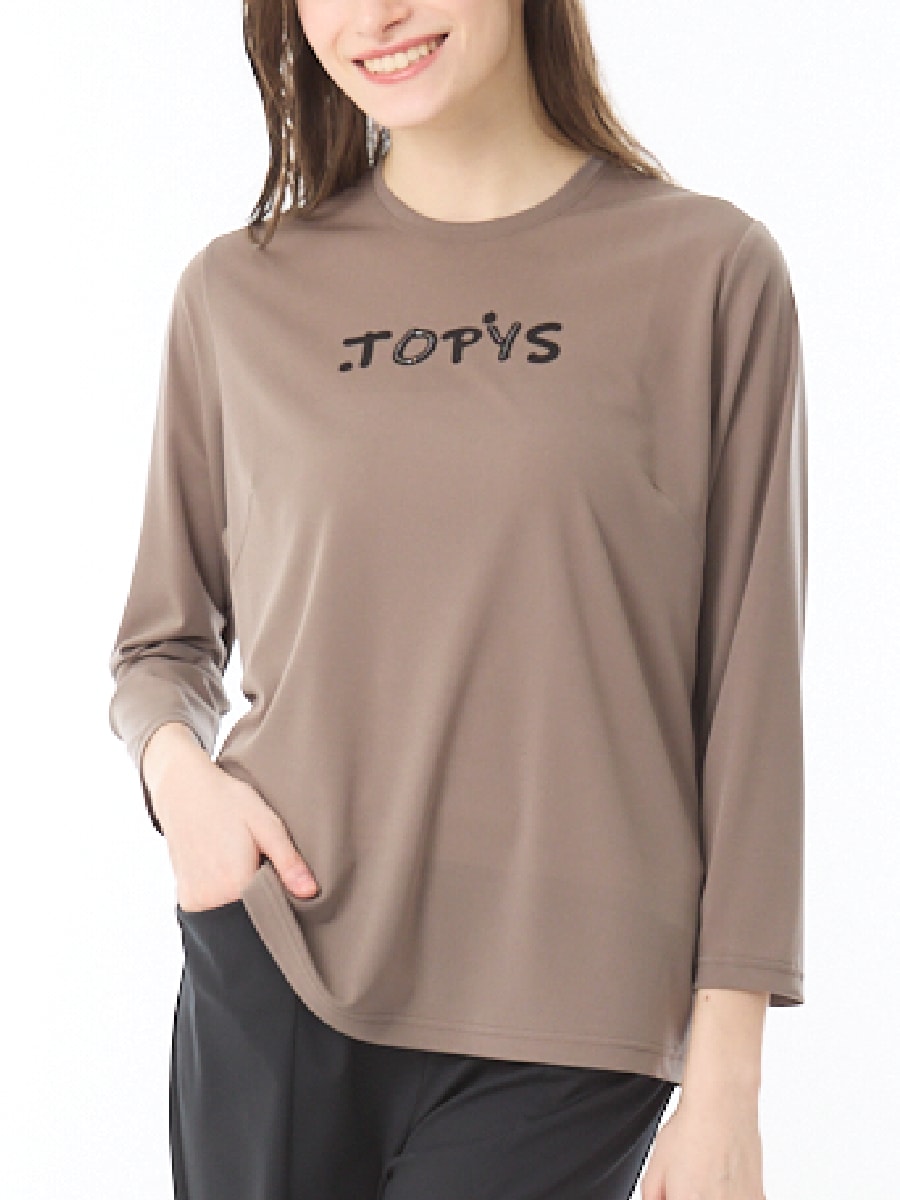 トリアセテート冷感丸首カットソー