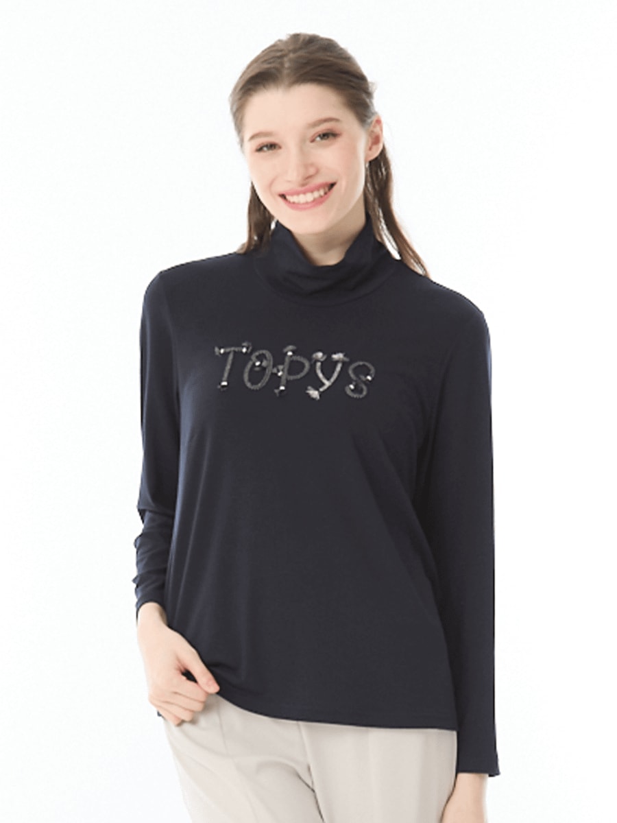 アルガンオイル加工　ハイネックカットソー