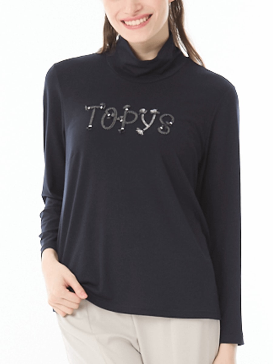 アルガンオイル加工　ハイネックカットソー