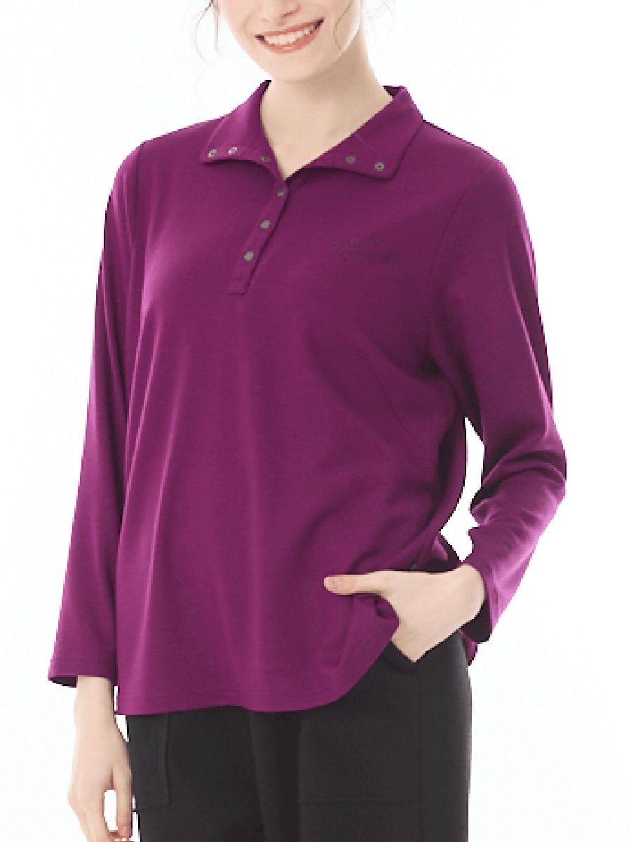 洗えるウール　襟付きカットソー