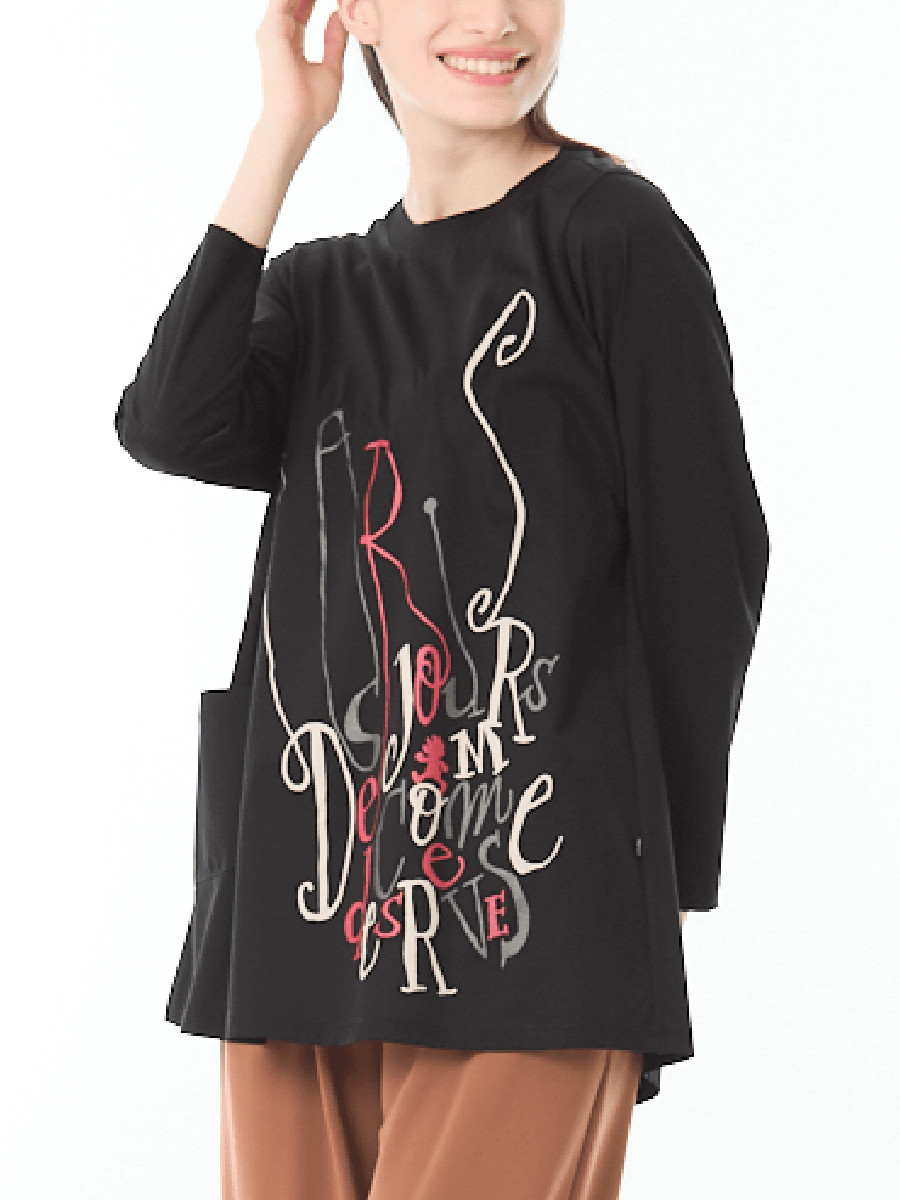 美光沢ポケットつきカットソー