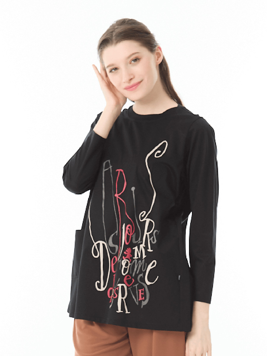 美光沢ポケットつきカットソー