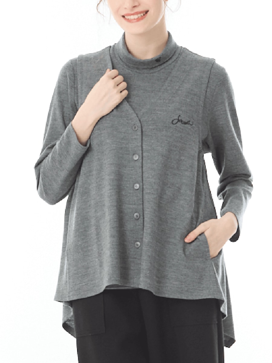 洗えるウール　前開きベスト