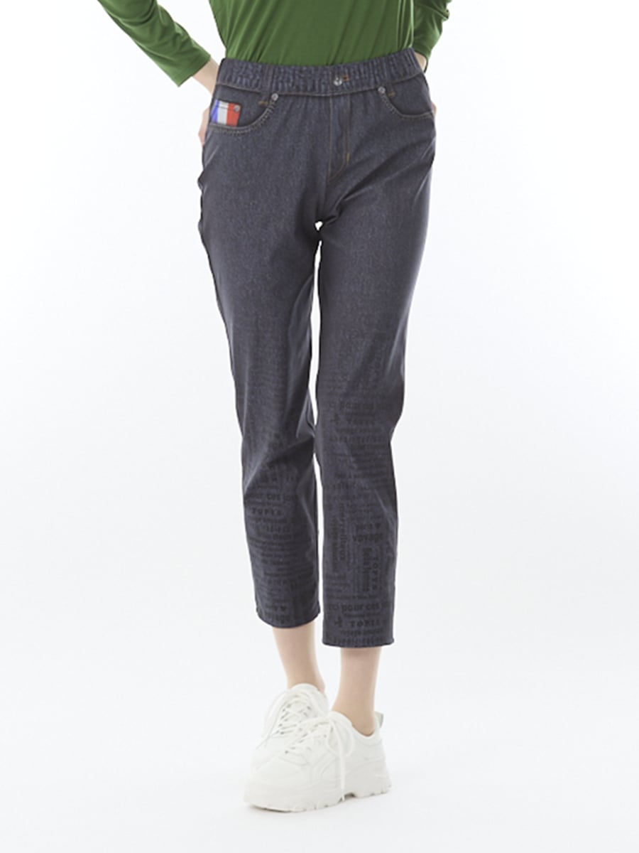 デニムプリント　ストレッチパンツ