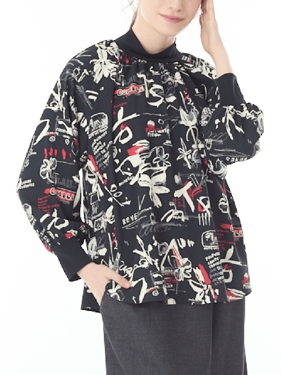 ペイント風プリントブラウス