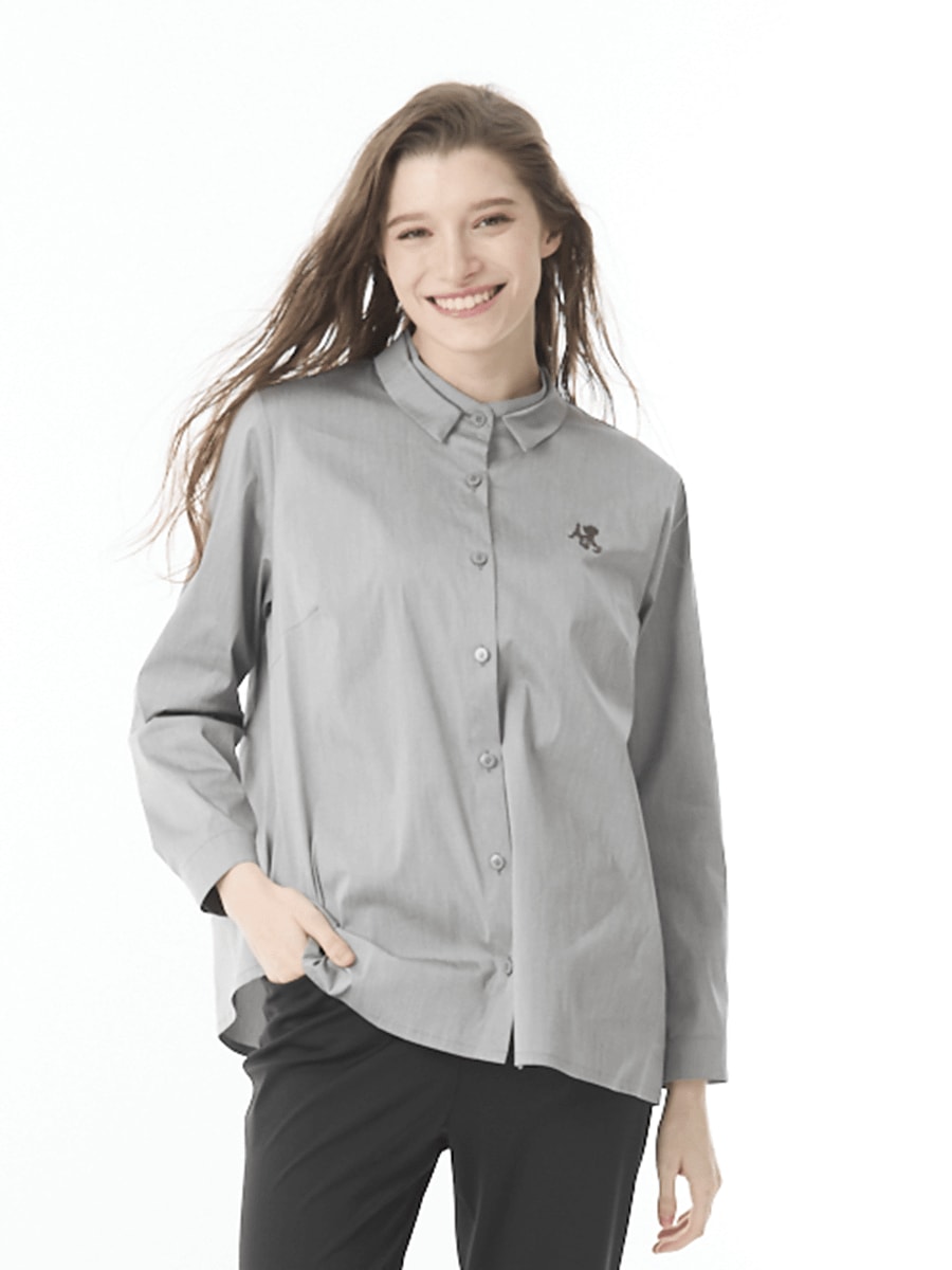 ストレッチブロード　デザイン衿ブラウス