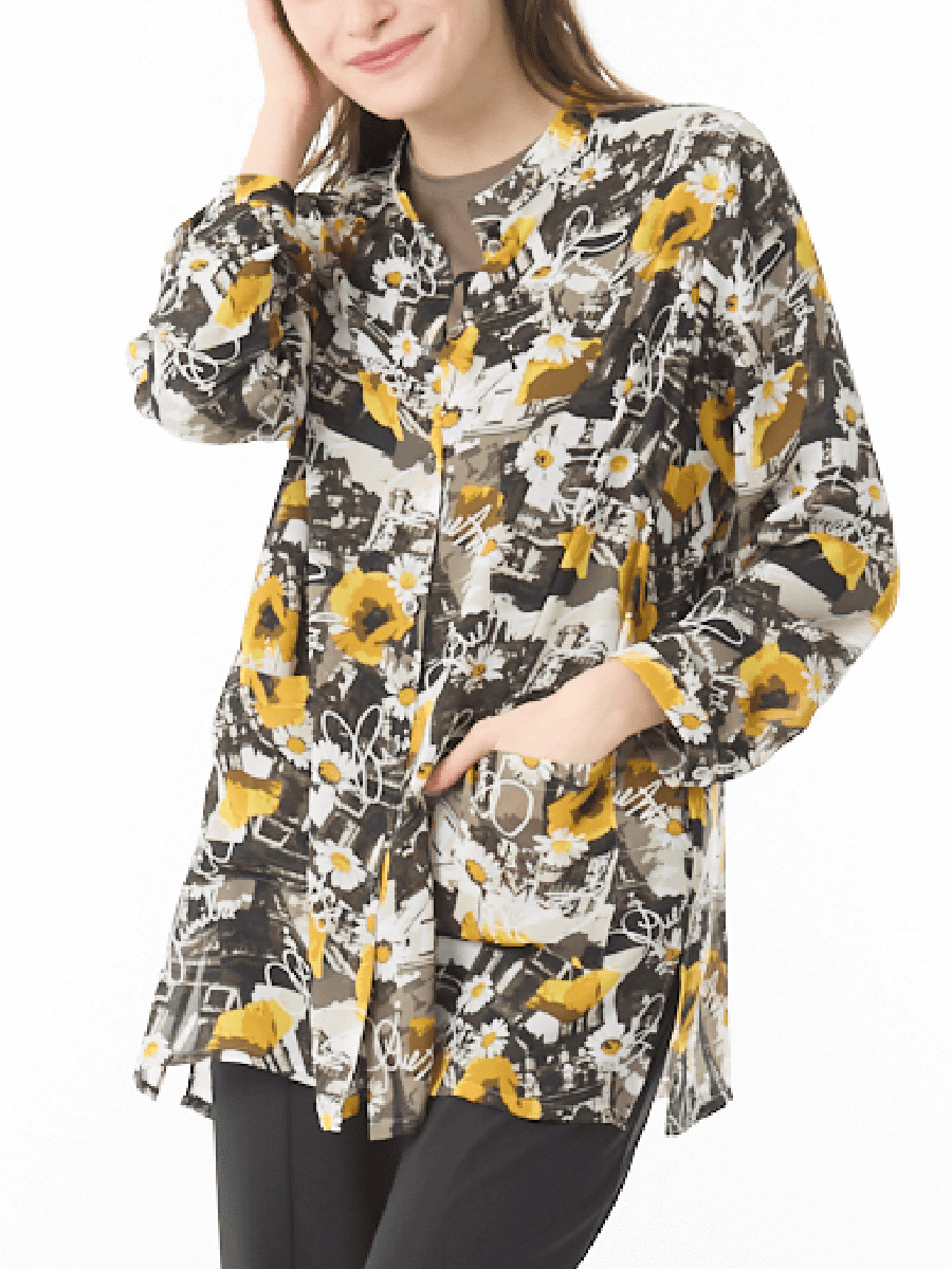 フランス柄　ジョーゼットチュニックブラウス