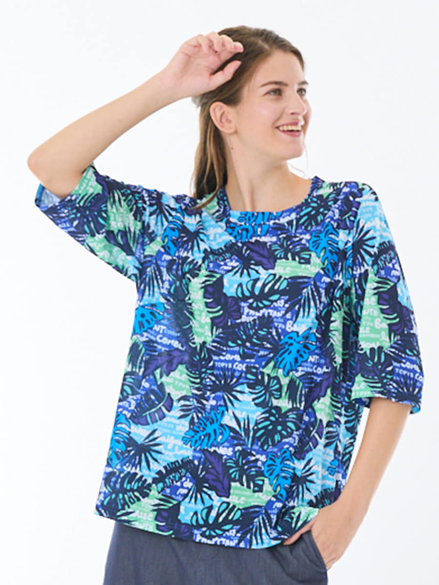 カラフルモンステラ　カットソー