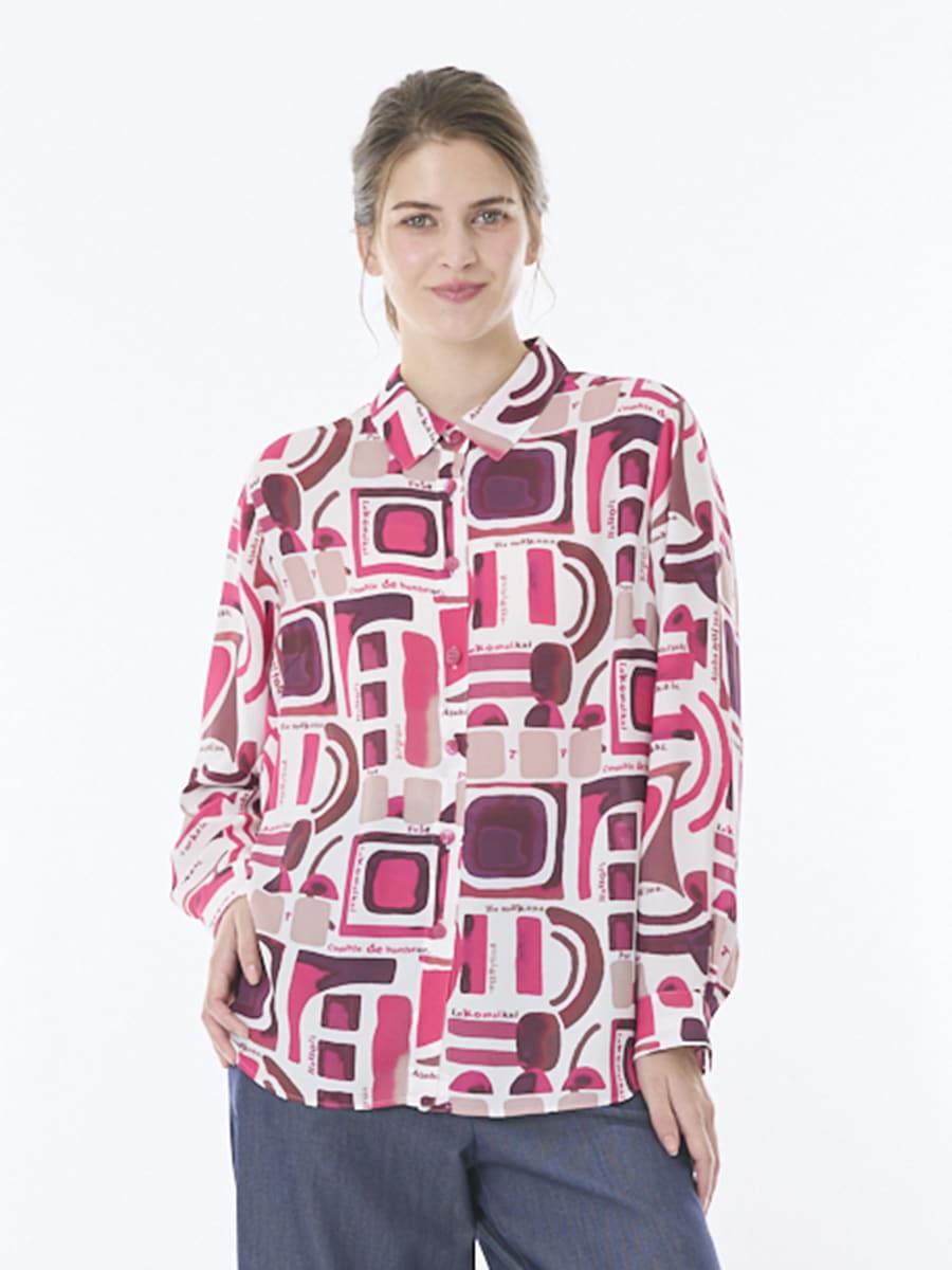 インポート風プリント　ブラウス