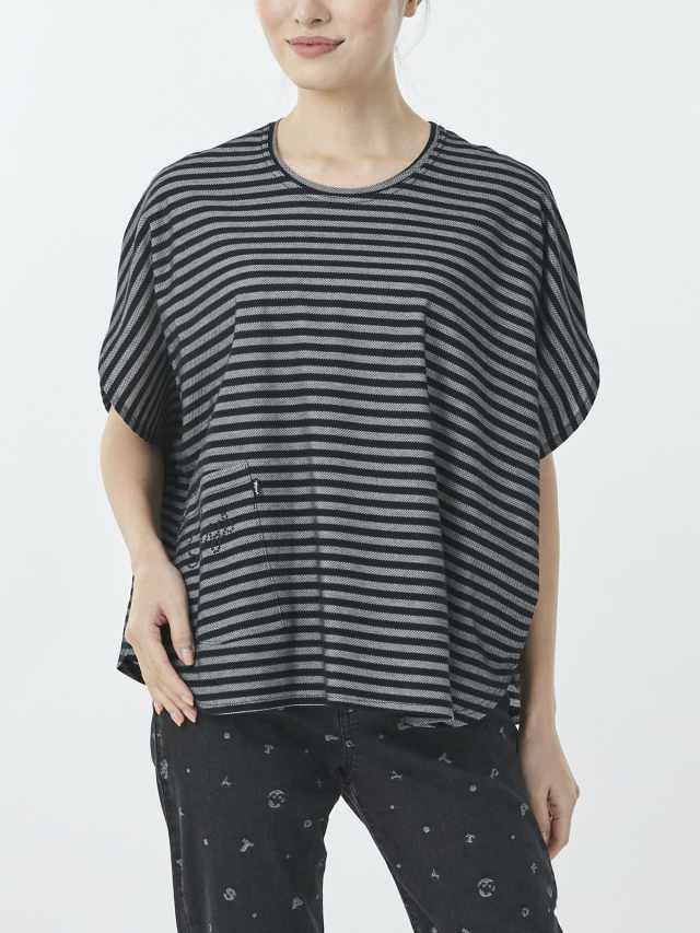 極美品♦︎BEARDSLEY ドルマンボーダーカットソー 異素材ドッキング ボーダー柄カットソー サマーニット ドルマンニット[品番