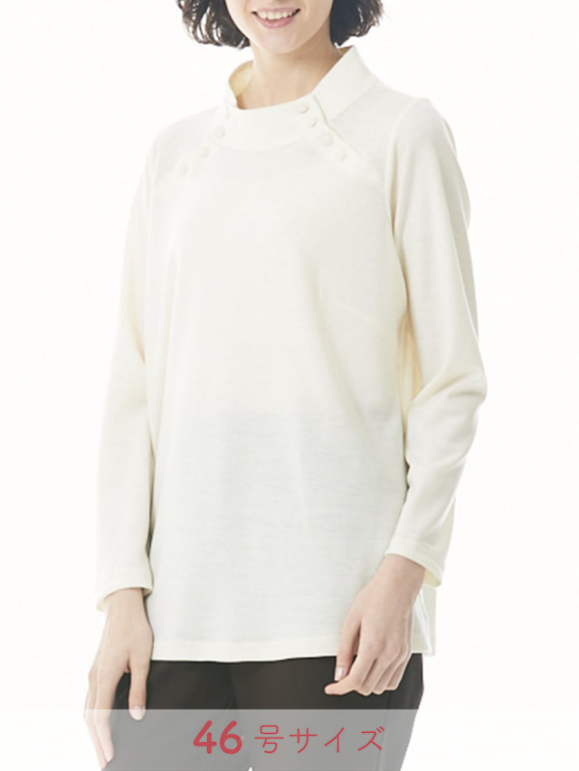 ウォッシャブルウール　デザイン衿カットソー