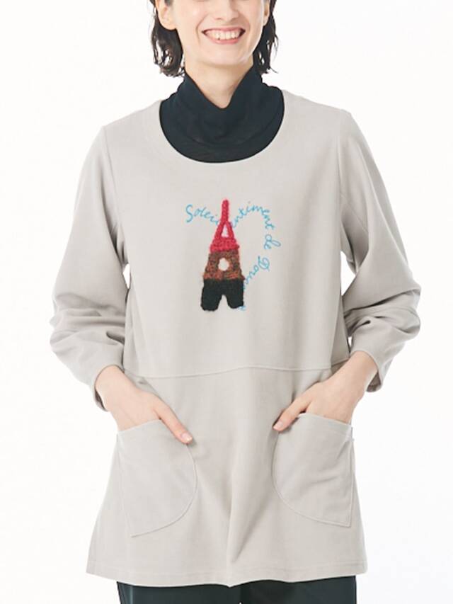 カノコベロア　切り替えチュニックカットソー