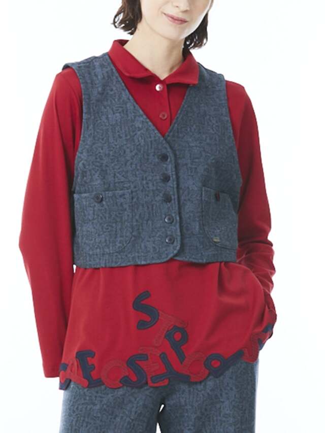 起毛ロゴストレッチ　ショートベスト