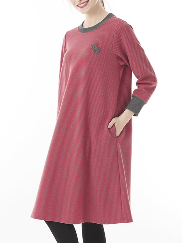 ストレッチ凹凸ボーダー ワンピース｜アトリエドール公式オンライン