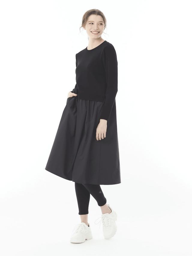 ニット＆タイプライター素材 重ね着風ワンピース｜アトリエドール公式