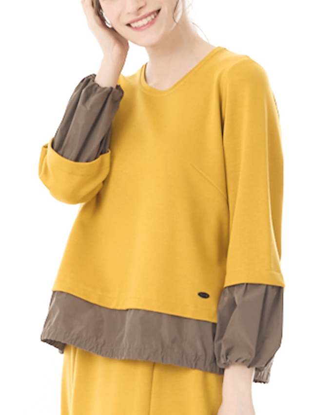 蓄熱機能　タフタ切り替えカットソー