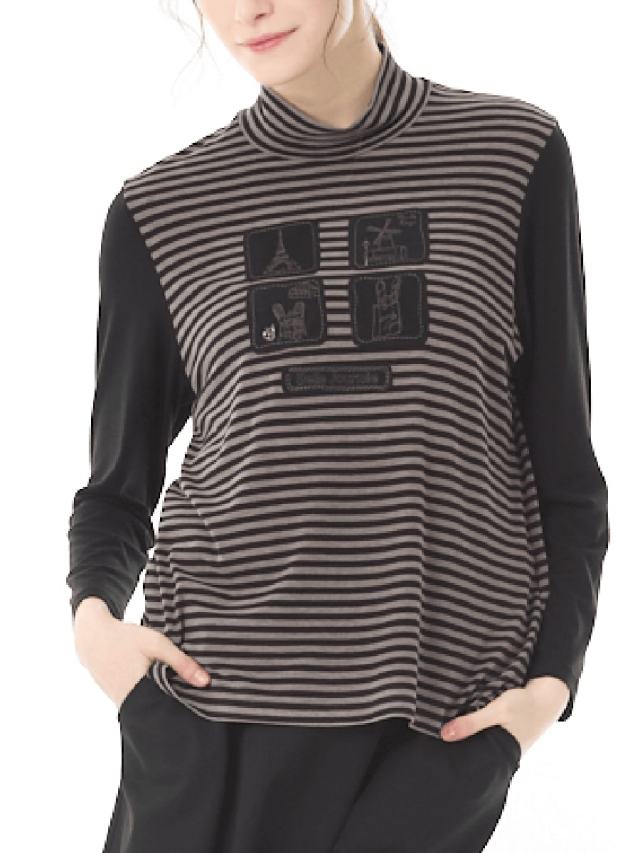 あったか素材 ボーダーハイネックインナー｜アトリエドール公式