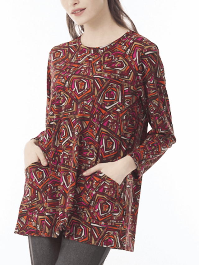 ポケットつき　プリントカットソー