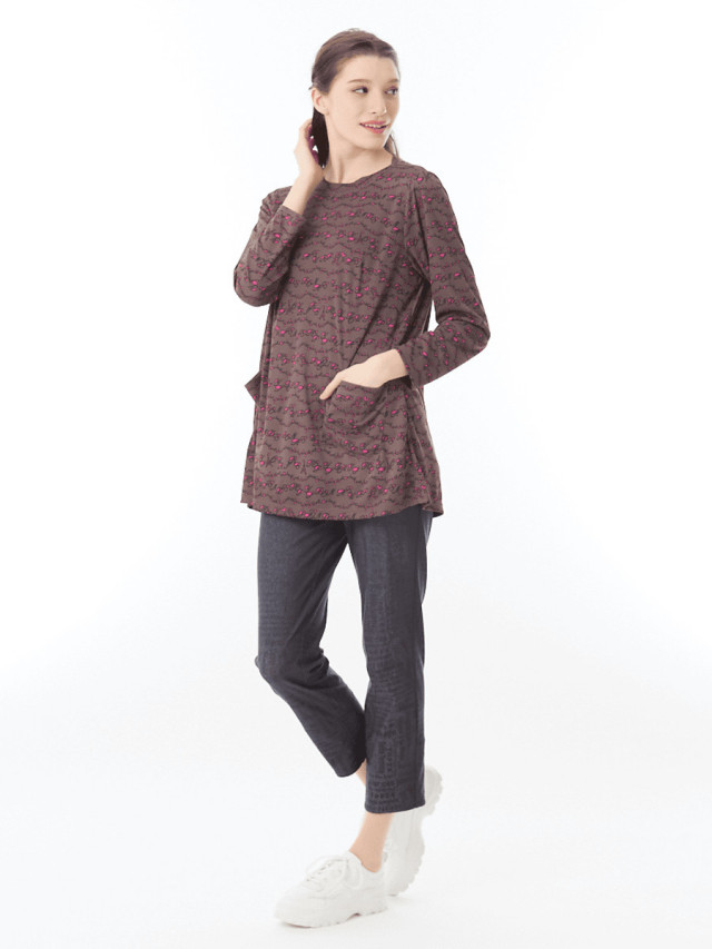 ボーダープリント　ポケットつきカットソー