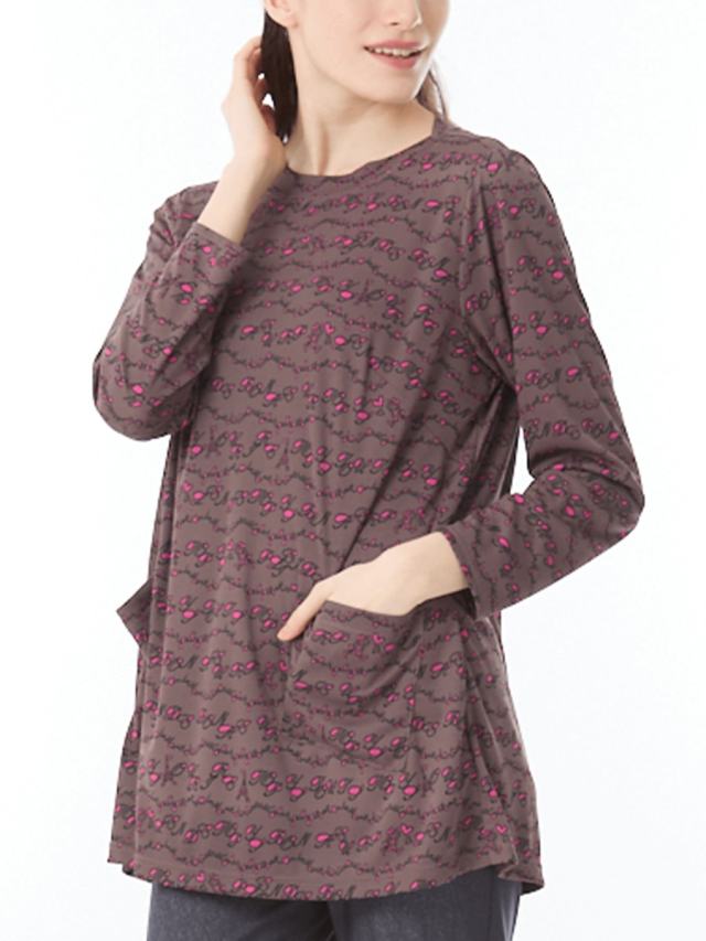 ボーダープリント　ポケットつきカットソー