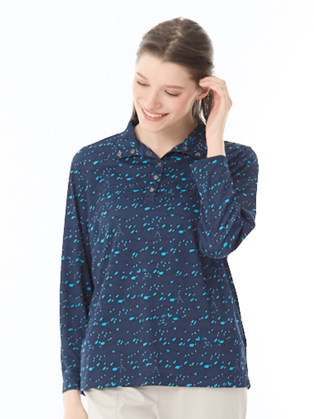 ボーダープリント　ポケット襟付きカットソー