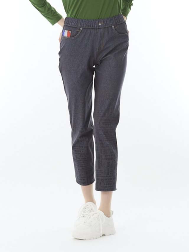 デニムプリント　ストレッチパンツ