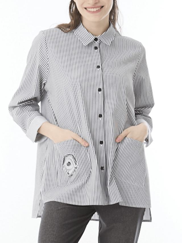 立体ストライプ ポケットつきブラウス｜アトリエドール公式オンライン