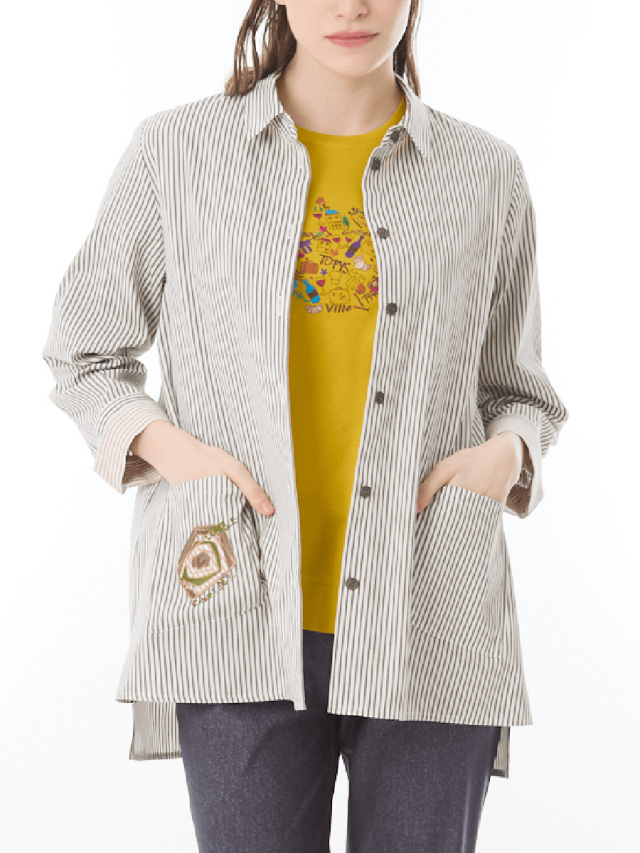 立体ストライプ ポケットつきブラウス｜アトリエドール公式オンライン