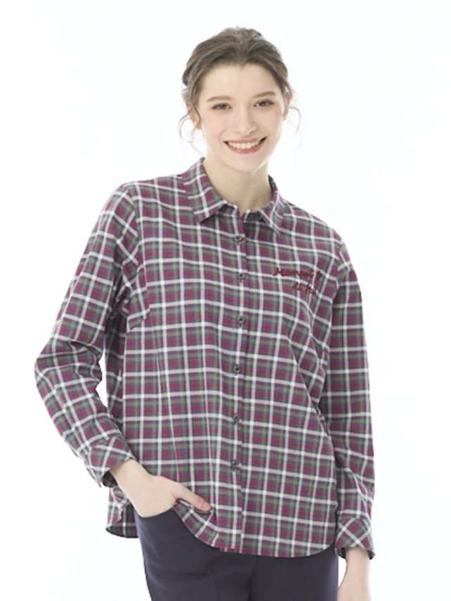 微起毛チェックブラウス