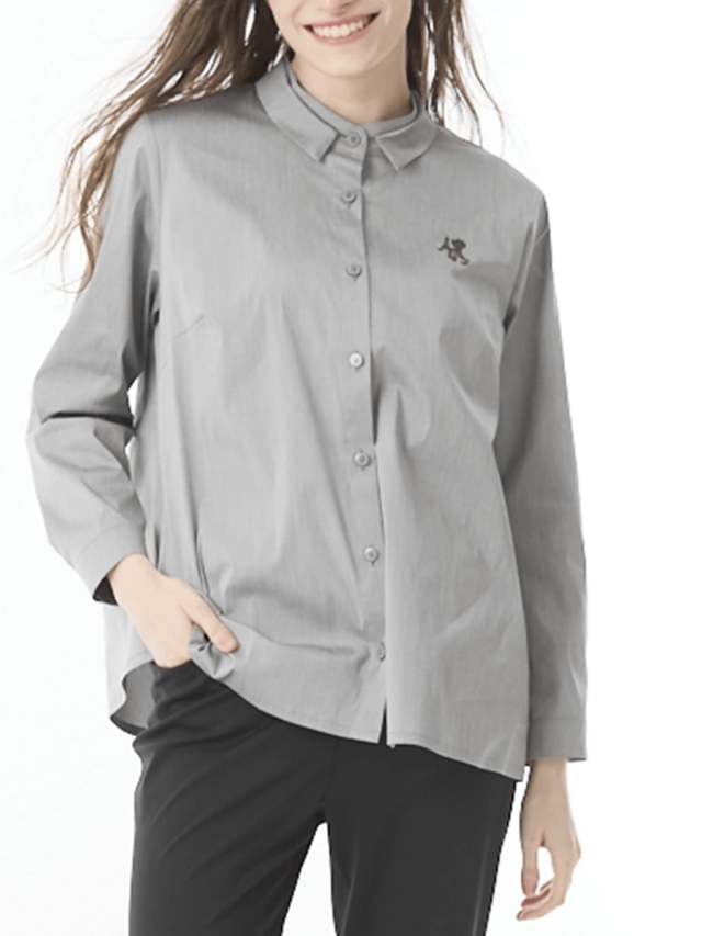 ストレッチブロード　デザイン衿ブラウス