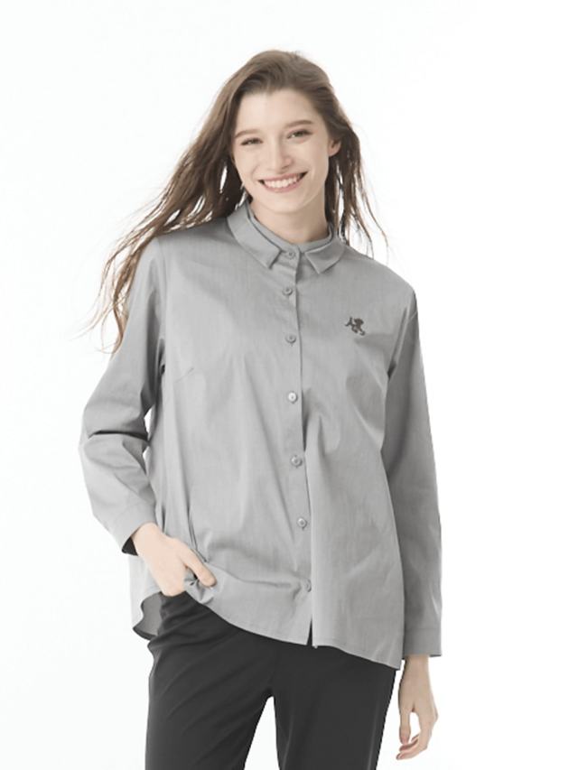 ストレッチブロード　デザイン衿ブラウス