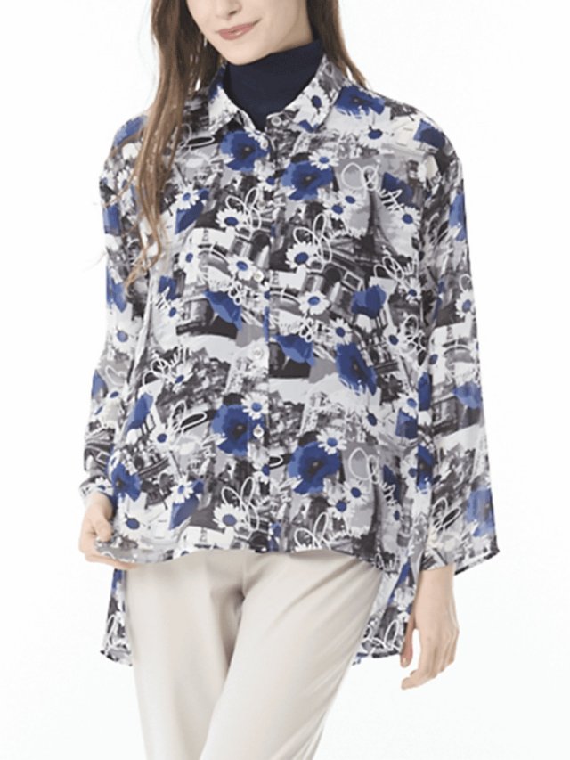 フランス柄　ジョーゼットブラウス