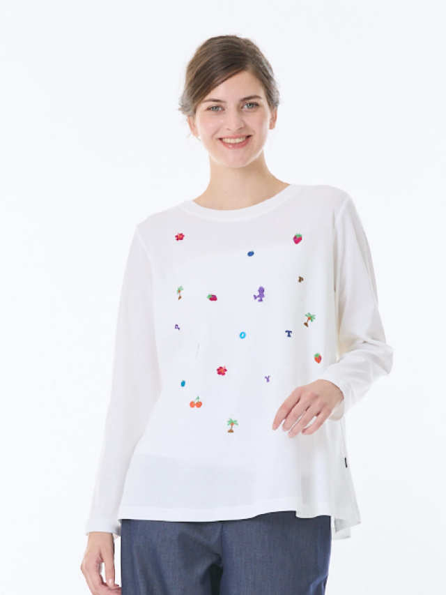 定番さらさらフライス 飛び柄刺繍加工カットソー｜アトリエドール公式