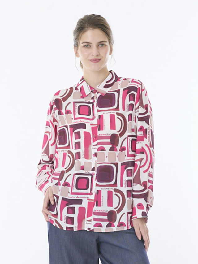 インポート風プリント　ブラウス